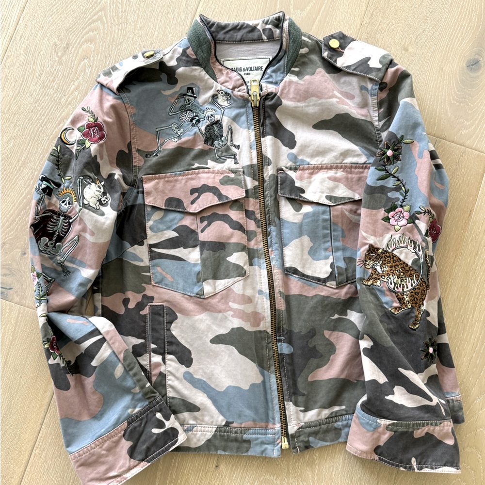 ZADIG &VOLTAIRE CAMOUFLAGE EMBROIDERED JACKET